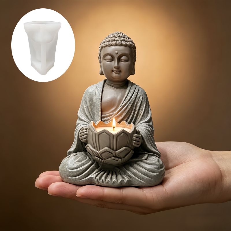 Ceramic Candle Vessel - Buddha statue sculpture shape Candle cup