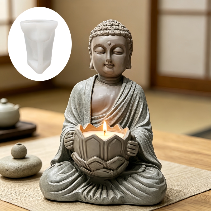 Buddha statue sculpture shape  - Ceramic Candle Vessel recension och pris