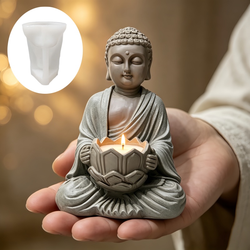 Buddha statue sculpture shape  - Ceramic Candle Vessel recension och pris
