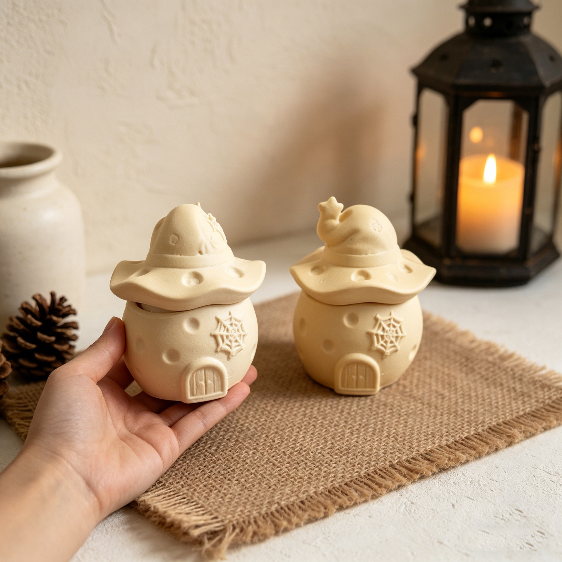 Halloween Wizard Pumpkin House - Ceramic Candle Vessel recension och pris