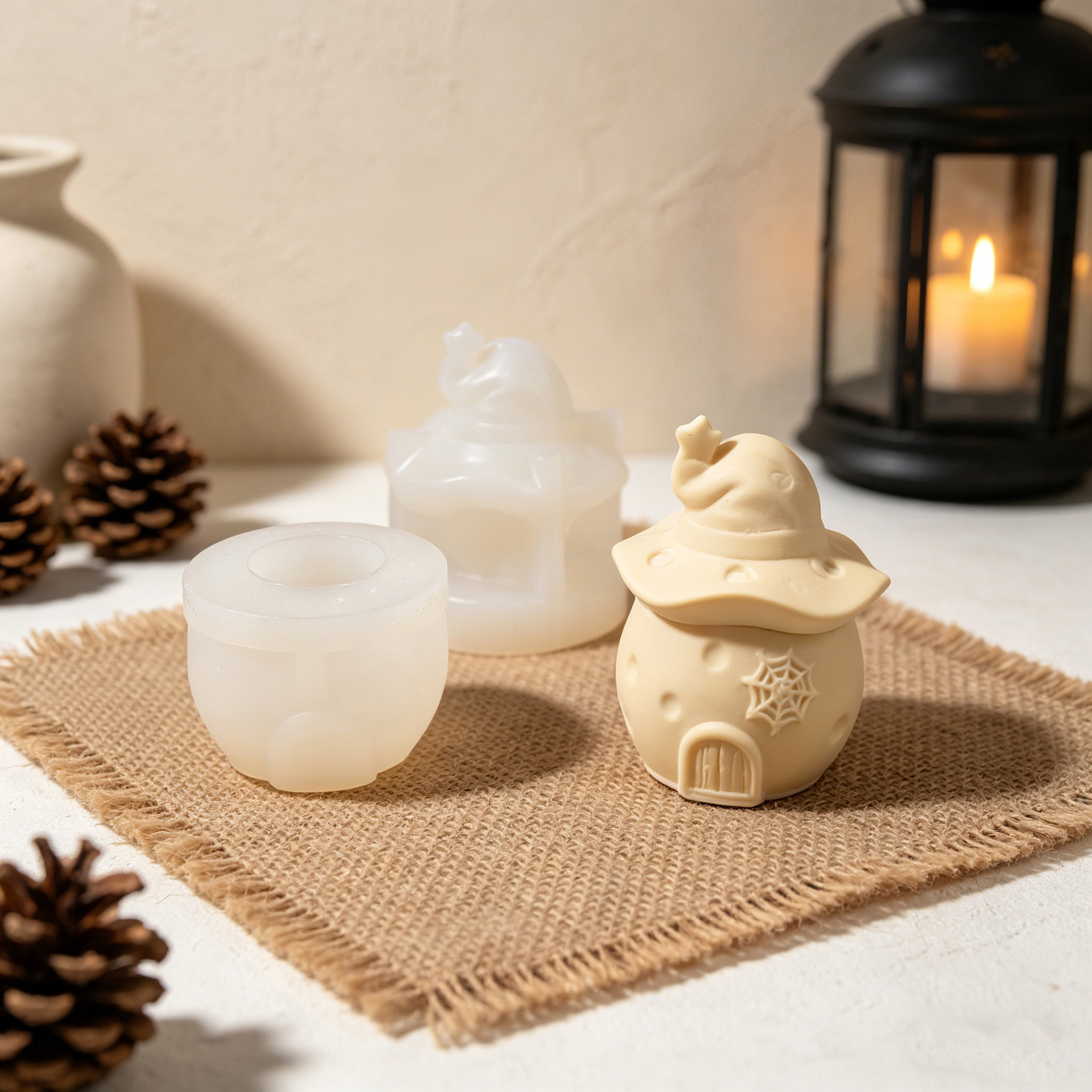 Halloween Wizard Pumpkin House - Ceramic Candle Vessel recension och pris