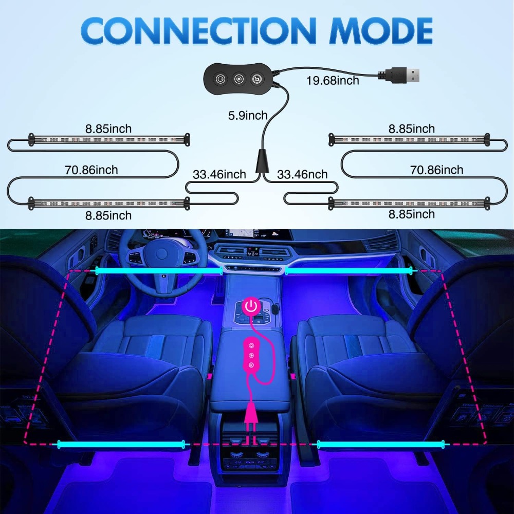 48 LEDs RGB Car Interior Light - Interior Design Apps recension och pris