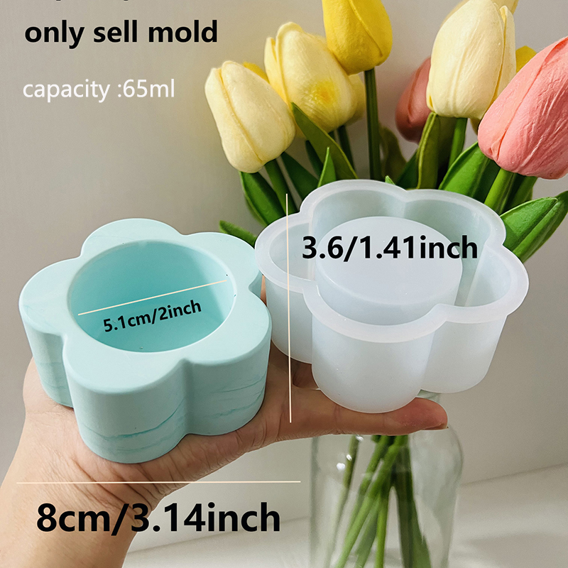 Flower Candle Cup Cement Mold  - Ceramic Candle Vessel recension och pris