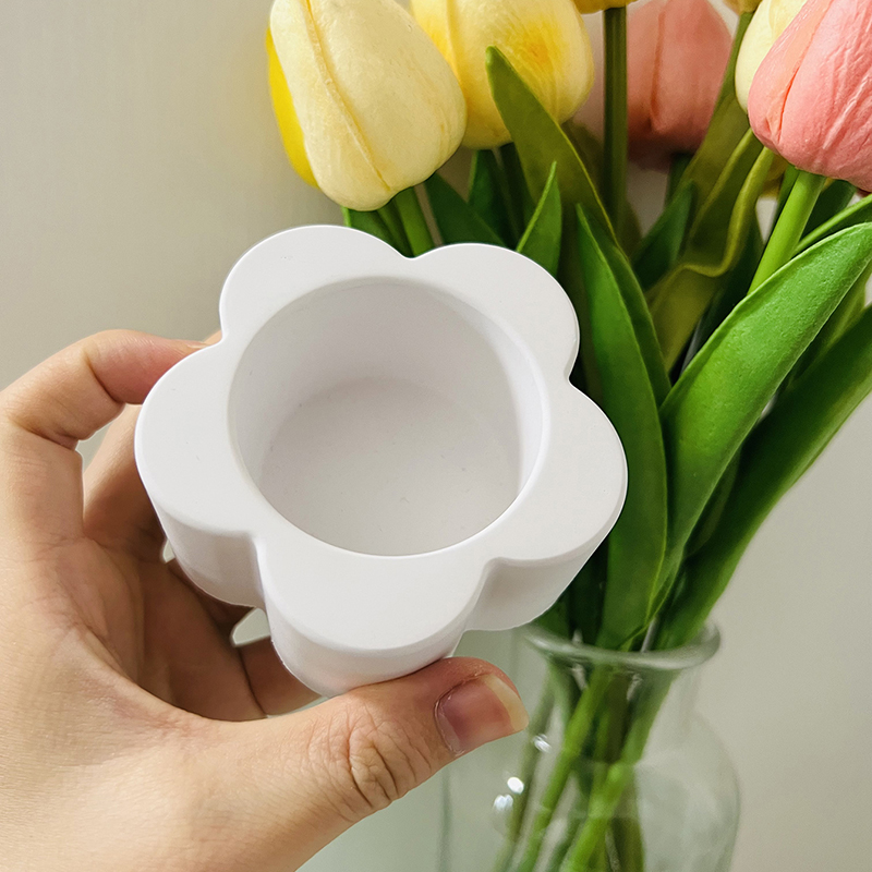 Flower Candle Cup Cement Mold  - Ceramic Candle Vessel recension och pris