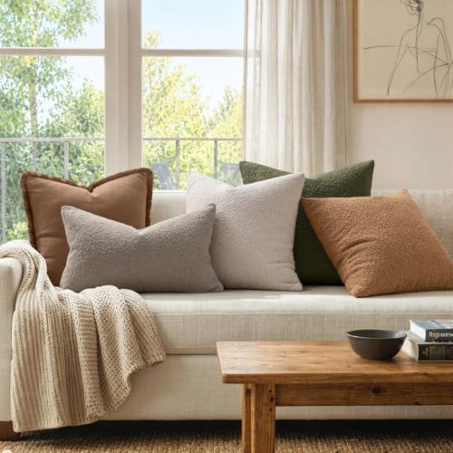 20x20 Inch Decorative Pillow C - Textured Throw Natural recension och pris