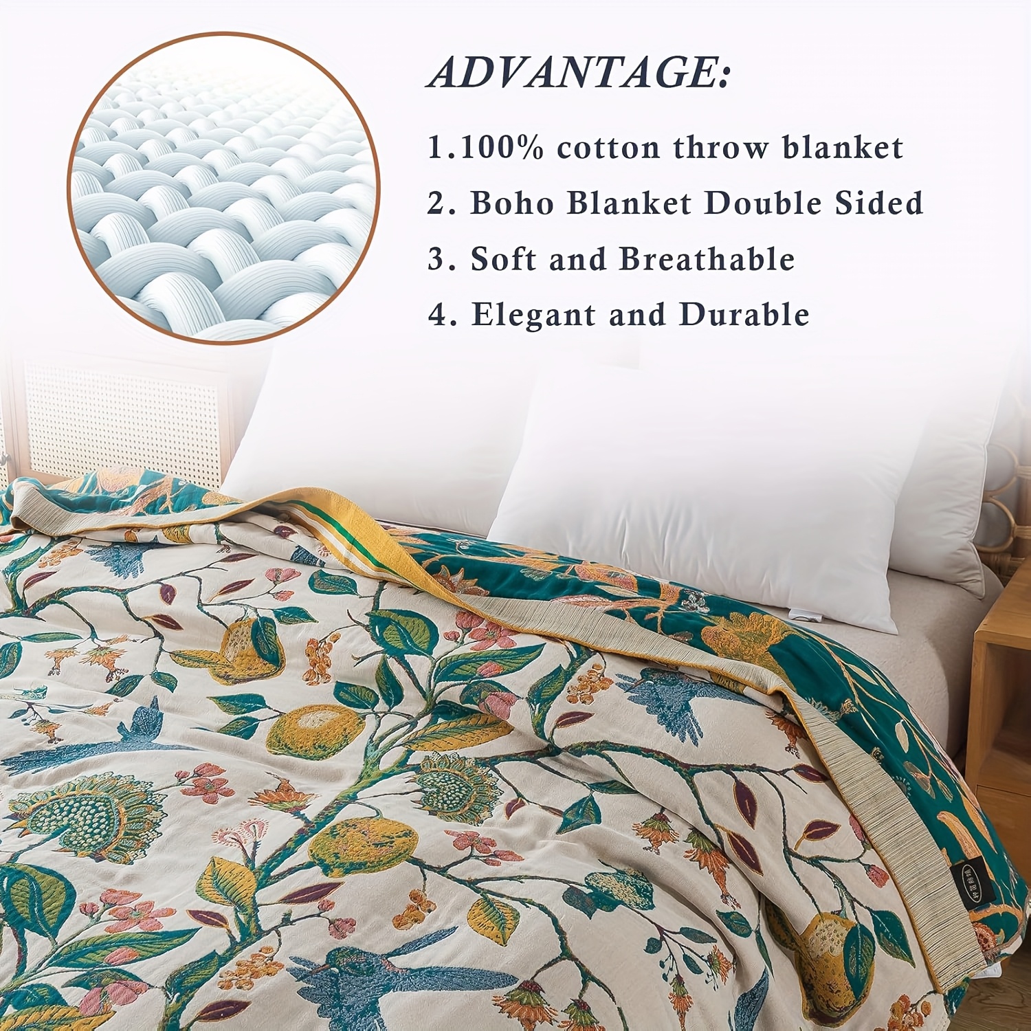 Boho Cotton Throw Blanket – So - Textured Throw Natural recension och pris