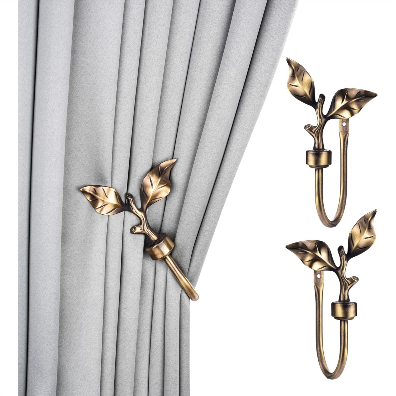 Leaf Shaped Curtain Holdbacks, - Antique Brass Hook recension och pris