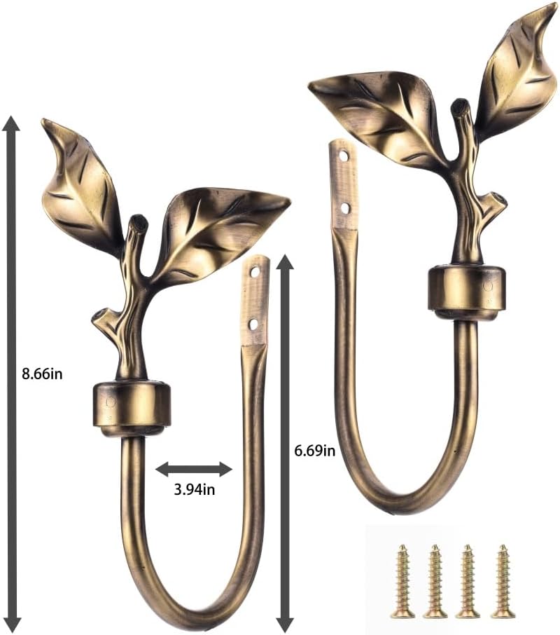 Leaf Shaped Curtain Holdbacks, - Antique Brass Hook recension och pris