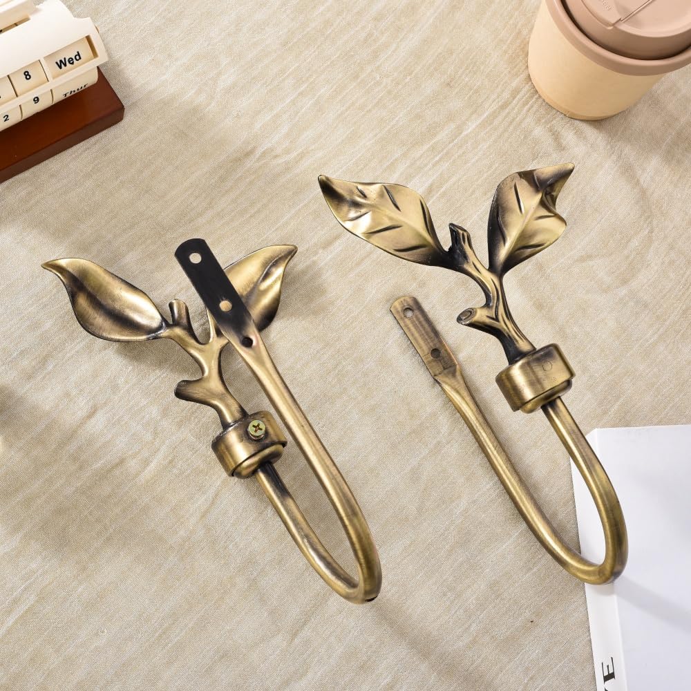 Leaf Shaped Curtain Holdbacks, - Antique Brass Hook recension och pris