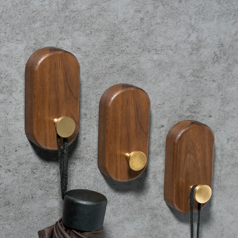 2/1pcs Walnut Wood Brass Hook  - Interior Design Home recension och pris
