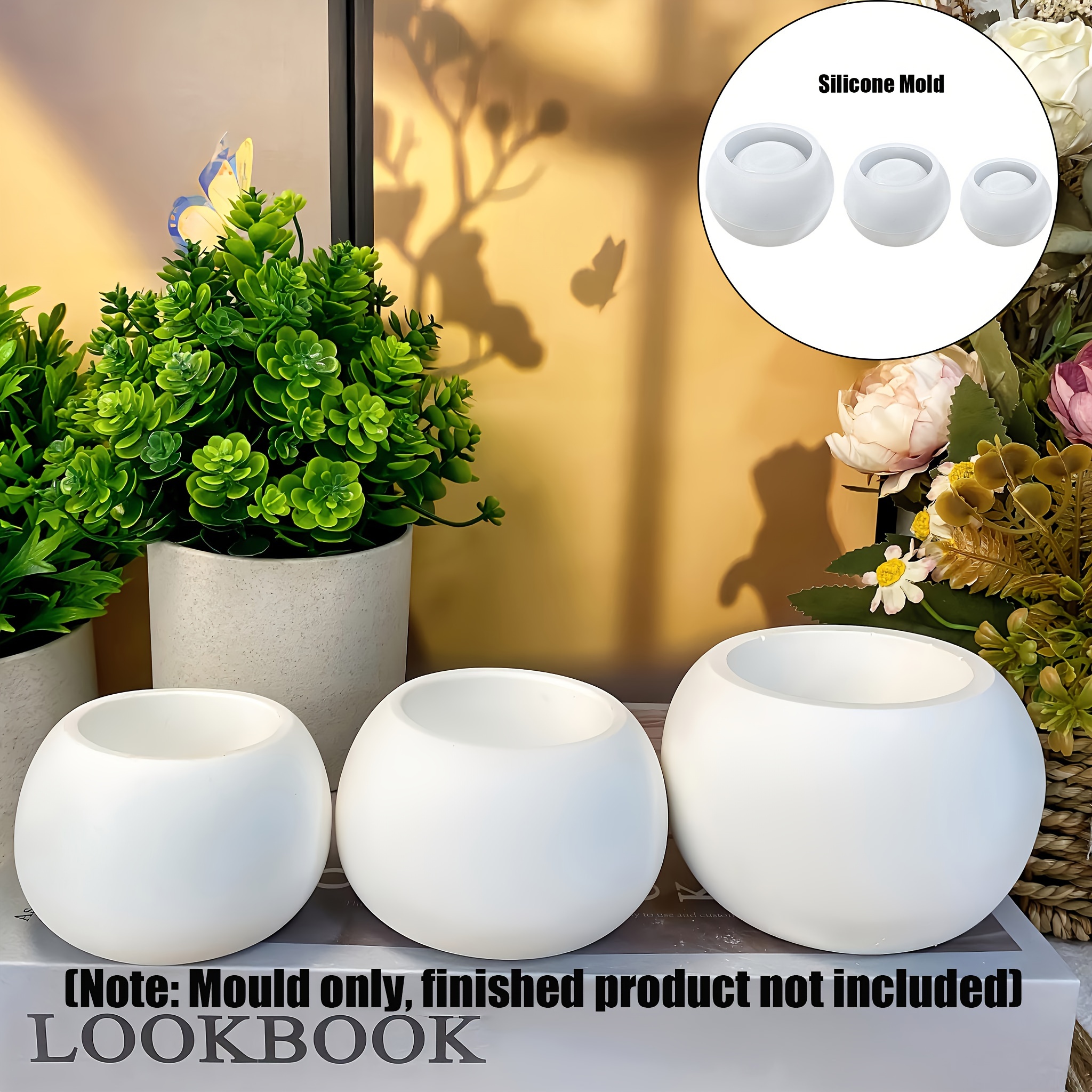 3pcs-Round Flower Pot Silicone - Ceramic Candle Vessel recension och pris