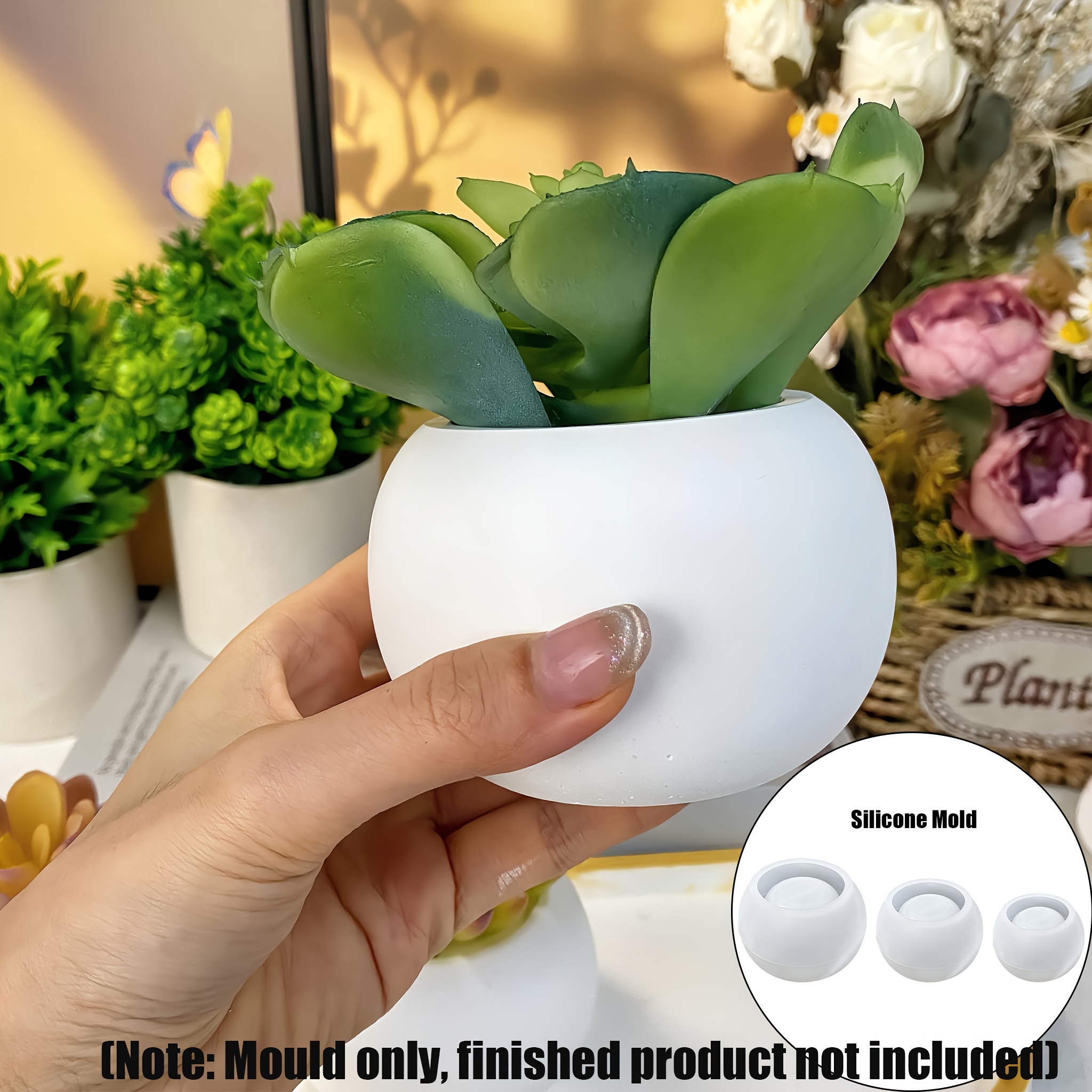 3pcs-Round Flower Pot Silicone - Ceramic Candle Vessel recension och pris