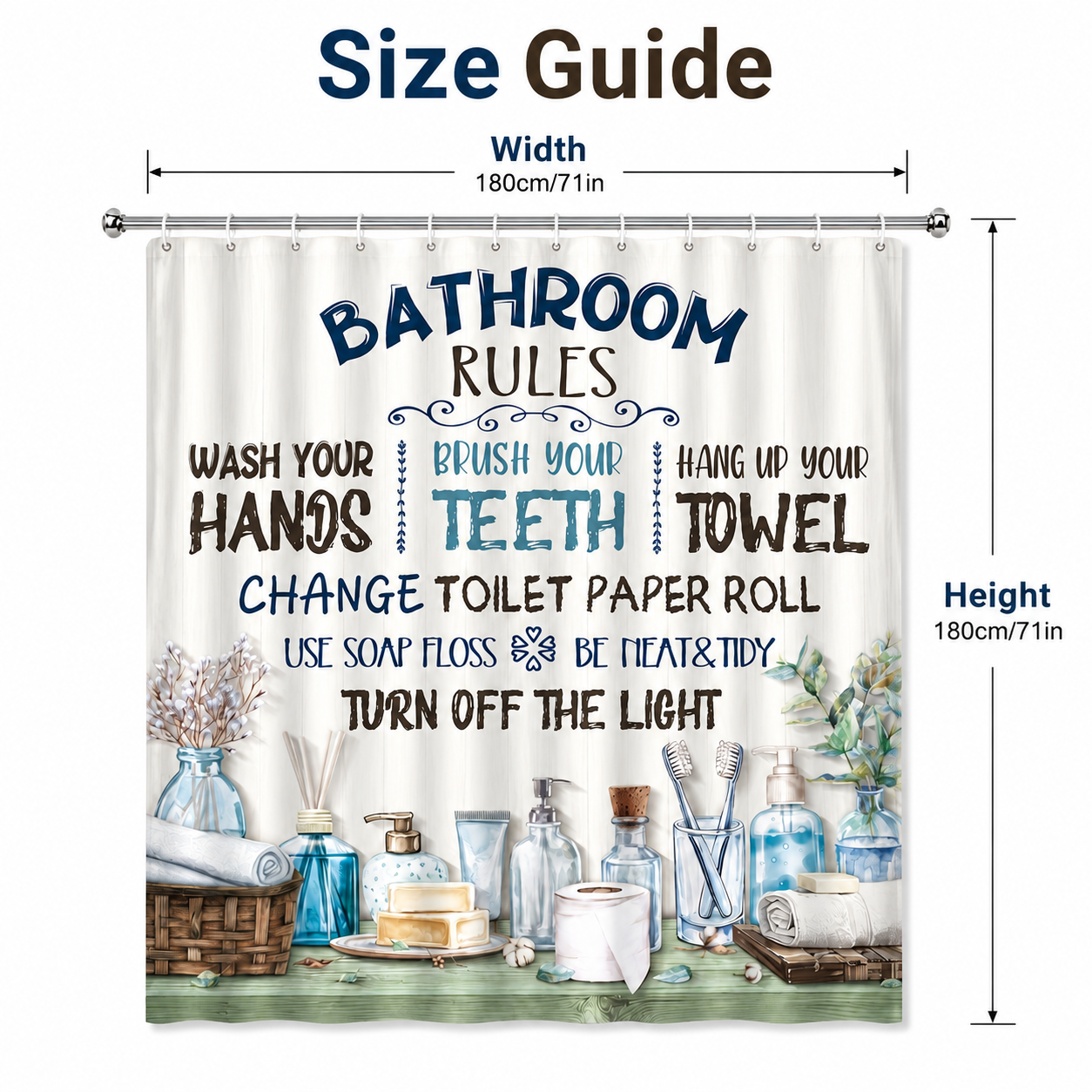 Bathroom Rules Shower Curtain  - Interior Design Rules recension och pris