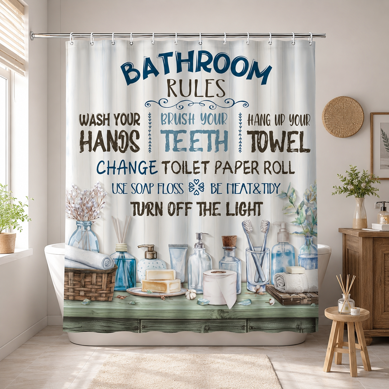 Bathroom Rules Shower Curtain  - Interior Design Rules recension och pris