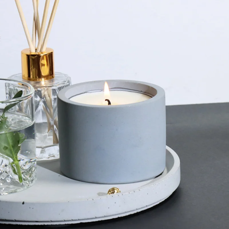 3 Sizes Round Cement Concrete  - Ceramic Candle Vessel recension och pris