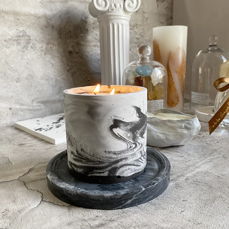3 Sizes Round Cement Concrete  - Ceramic Candle Vessel recension och pris